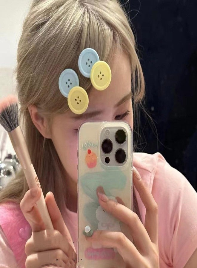 RDTGHY 2PCS Candy Color Hair Clip Acrylic Button Hairpin Cute Design Smooth Edge For Women Girls Daily Wear Party Gift - Image 2
